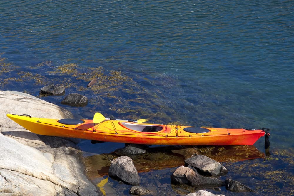 Kayak on a rocky shore