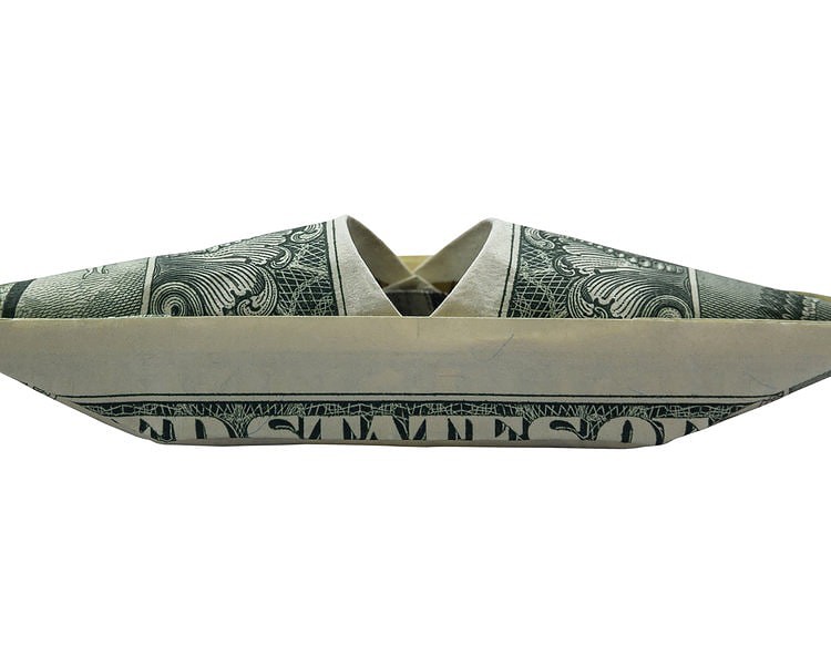 Money Origami KAYAK Profile Folded