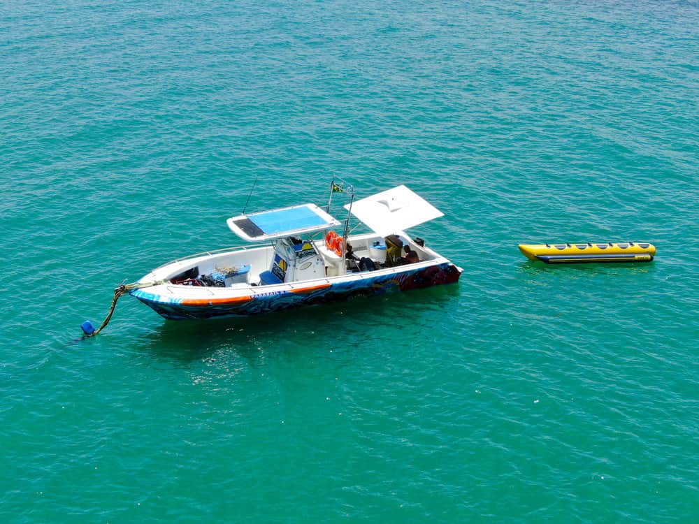 big boat with capony on the sea