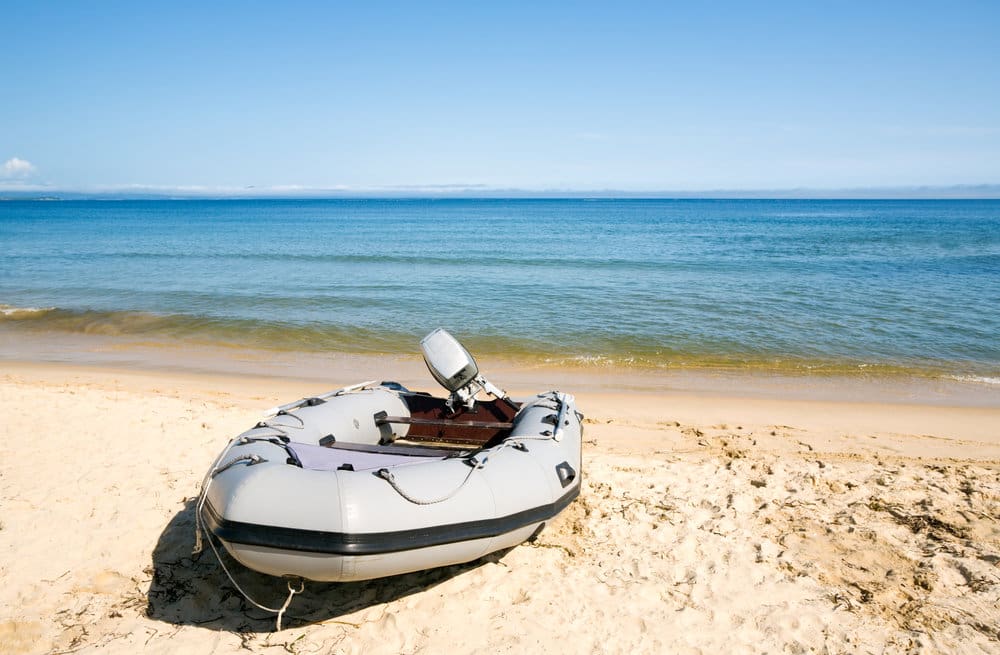 inflatable boat on the beach