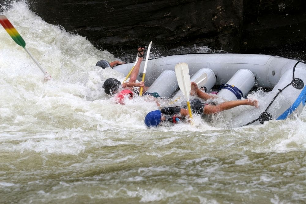 Falling out of an inflatable boat