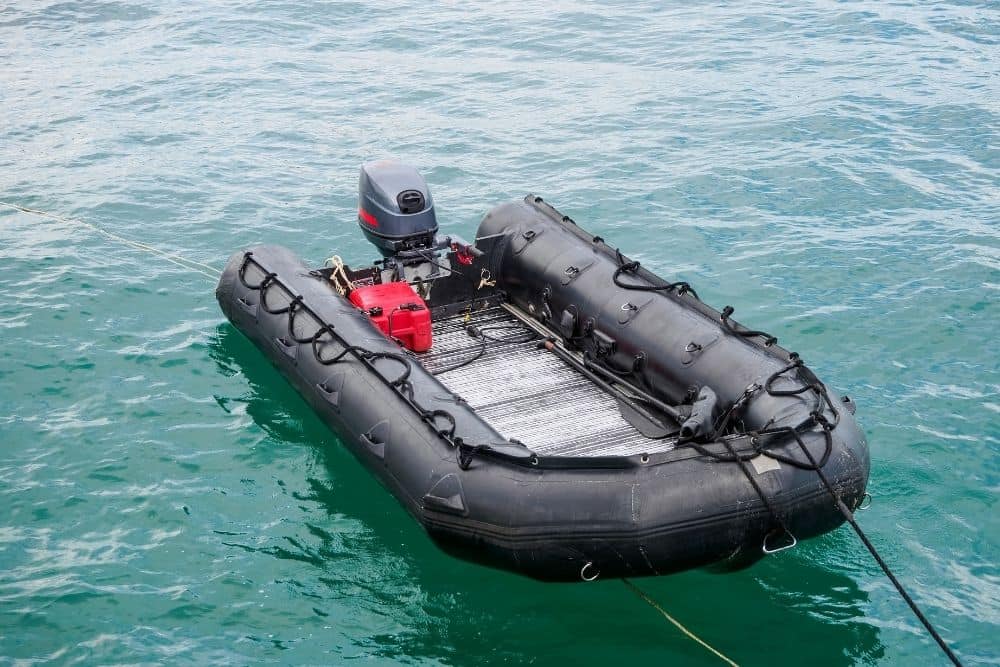 Aluminum Floor Inflatable Boat On Water