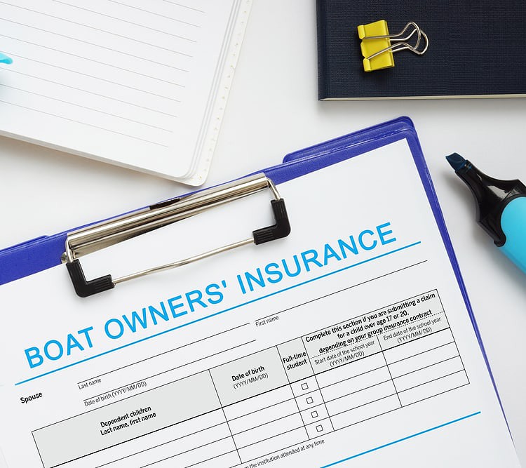 BOAT OWNERS' INSURANCE inscription on the bank form