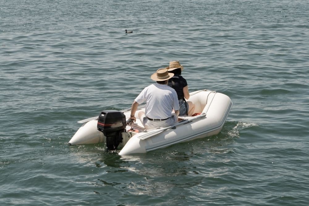 Inflatable boat on the river