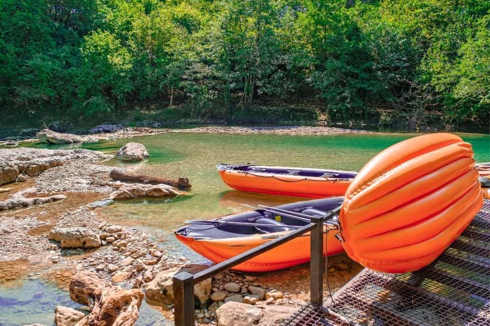 Inflatable boats on shallow water