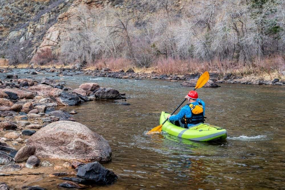 Inflatable kayak on a river