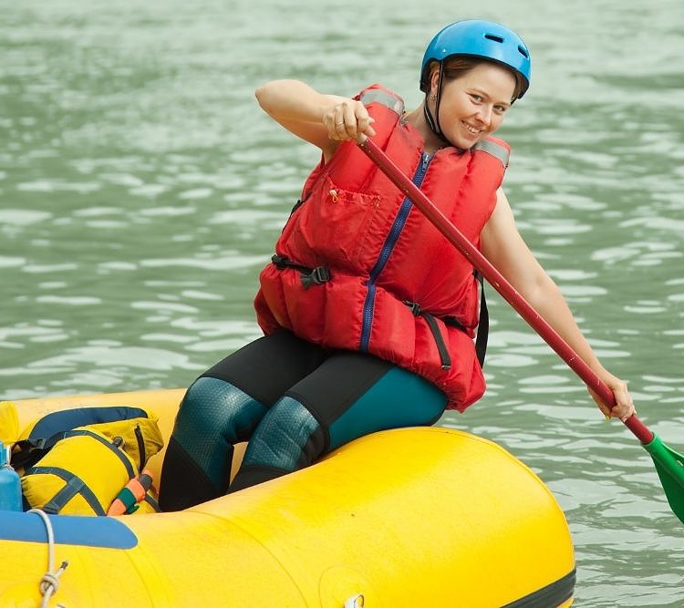 Paddling an inflatable boat