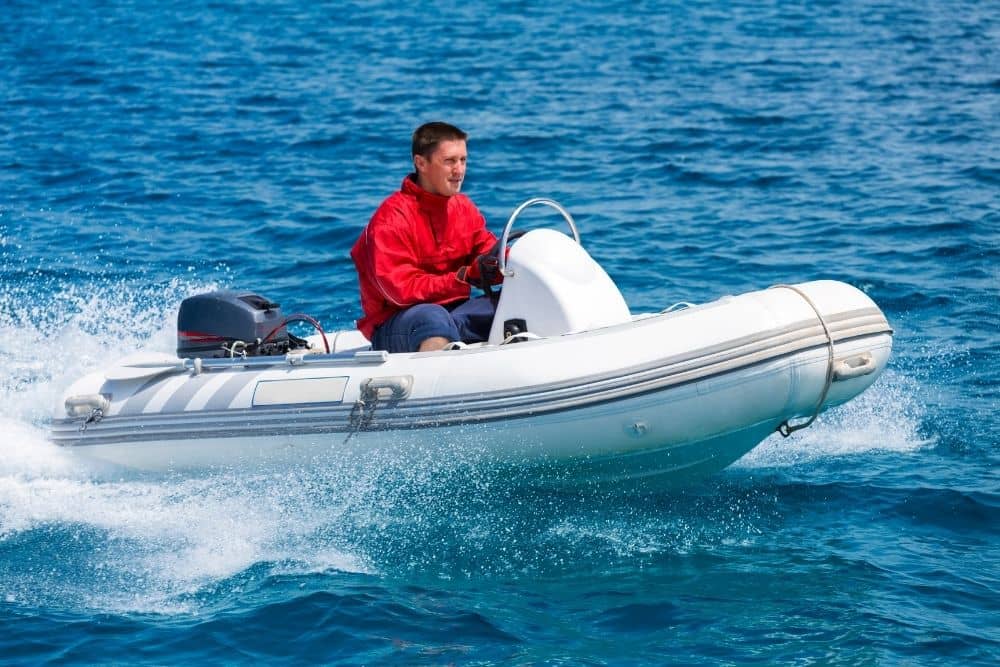 Rigid inflatable boat on the sea