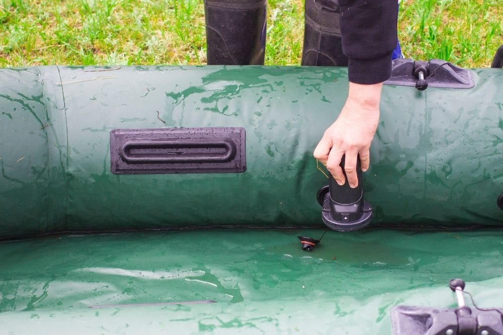 Inflatable boat is water filled