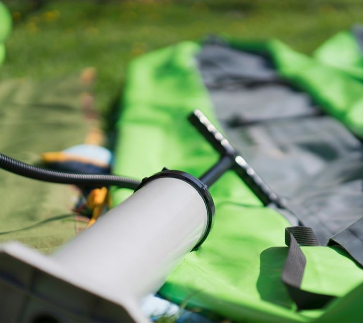 Pump up the inflatable kayak