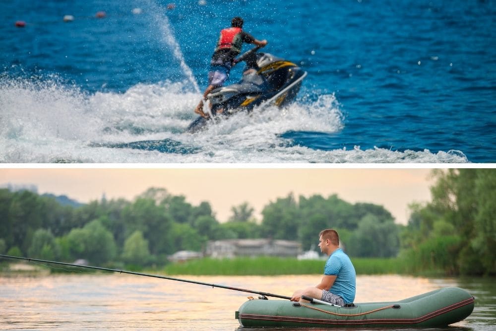 The uses of jet skis and inflatable boat