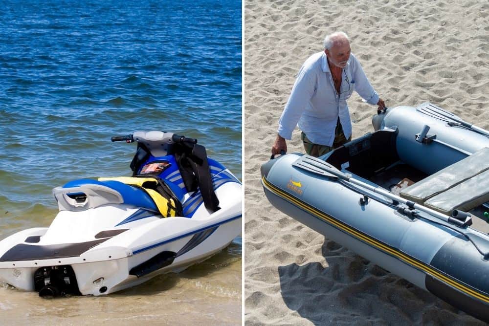 Weight of inflatable boat vs jet skis