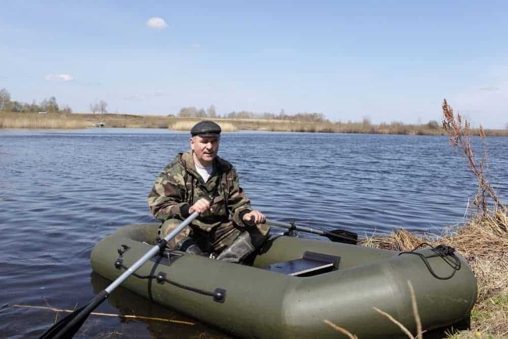 an inflatable boat on a river