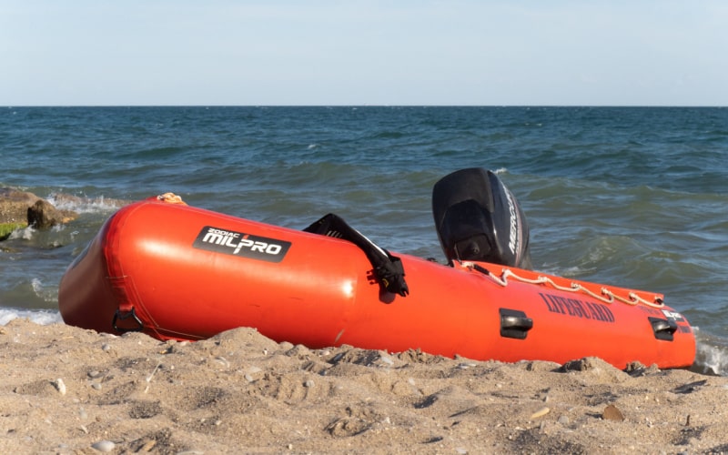 red Zodiac Milpro inflatable boat