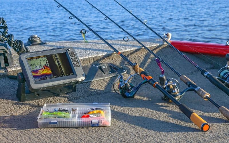 fishfinder is connected to a trolling motor