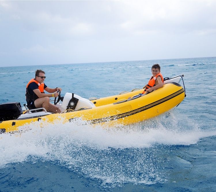 wearing a life jacket