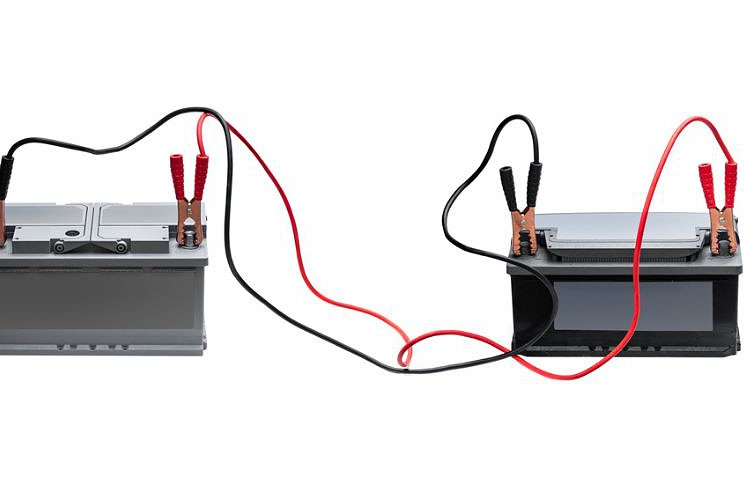 jump start a discharged marine battery with a car battery