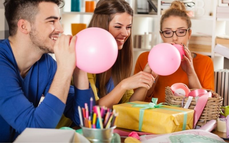 inflating a balloon with your lungs