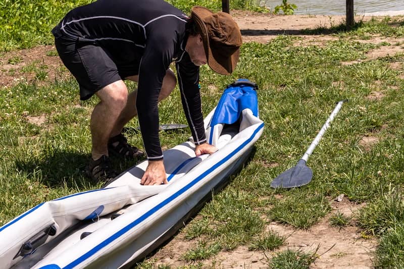 to deflate & fold a kayak to store