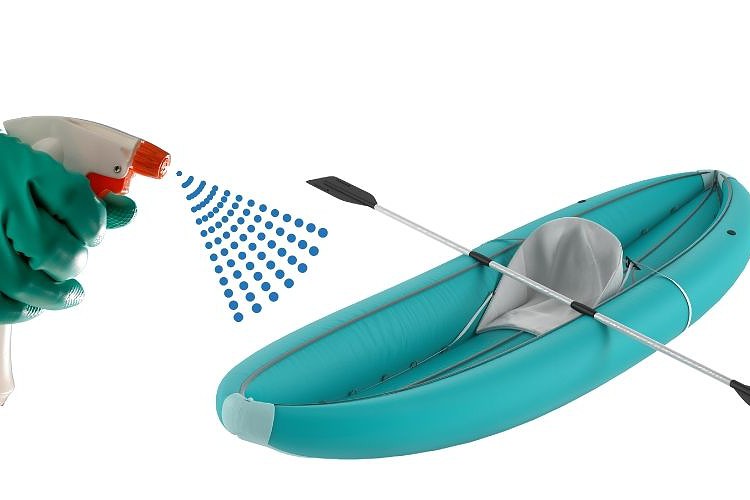 spray your detergent compound onto your kayak.