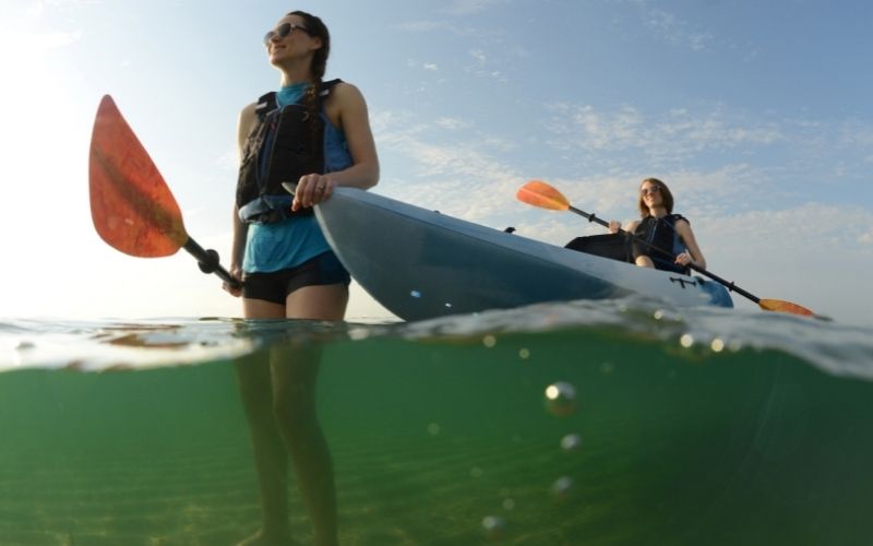 to examine the kayak’s underbelly