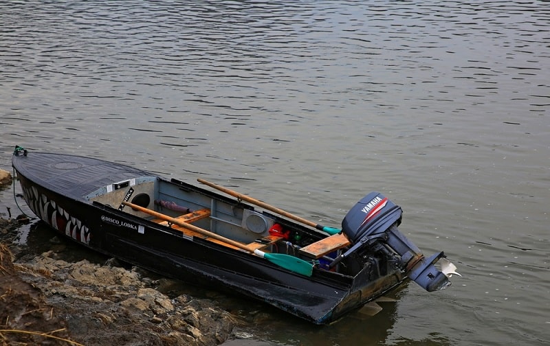 a boat with Yamaha outboard motor